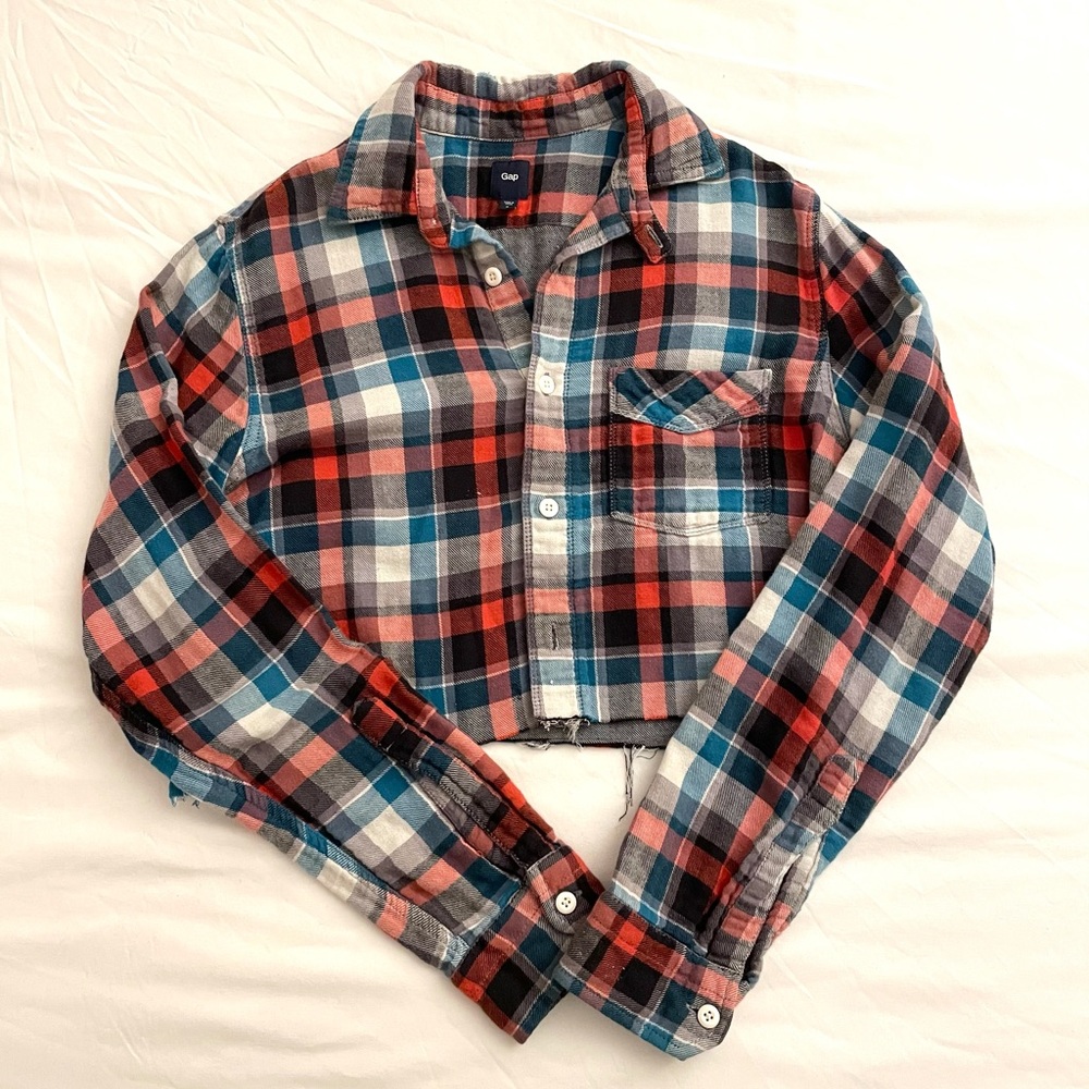 Gap, argyle, button-down, crop top